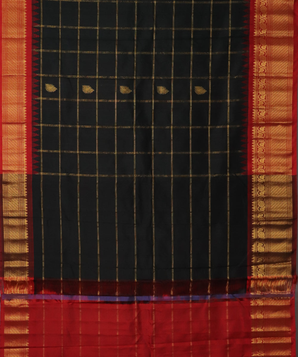 Black color handloom Gadwal Silk saree