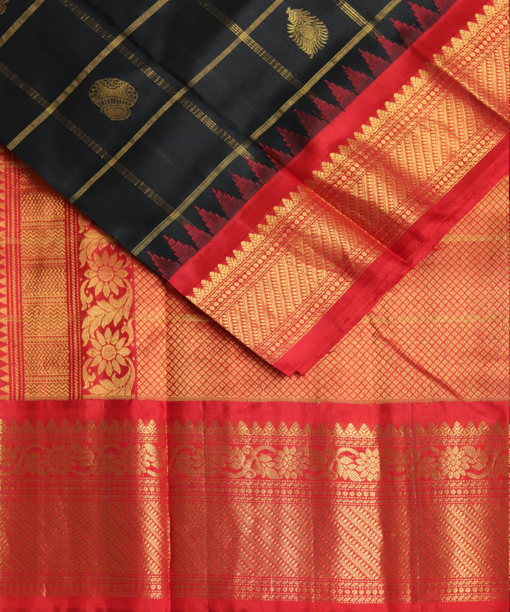 Black color handloom Gadwal Silk saree