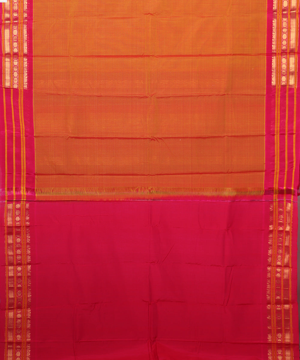 Honey orange shade Handloom Gadwal sico saree