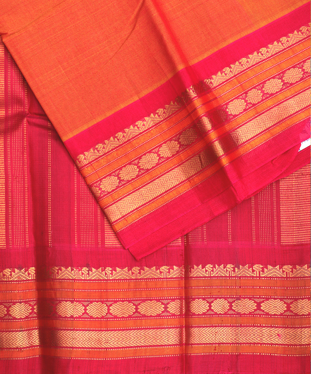 Honey orange shade Handloom Gadwal sico saree