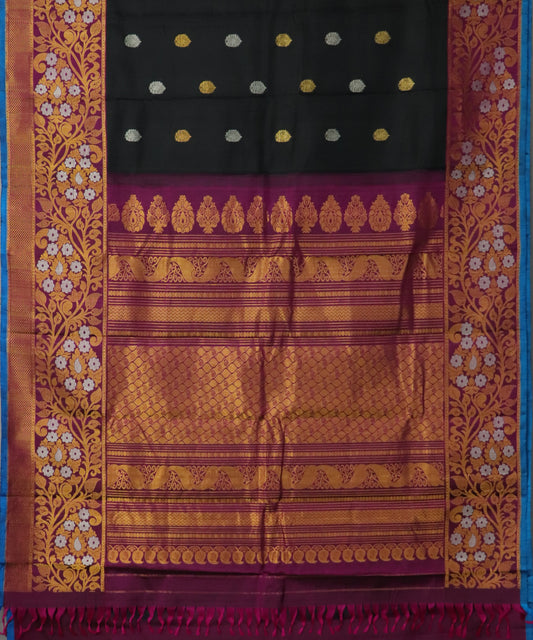 Black color handloom Gadwal Silk saree