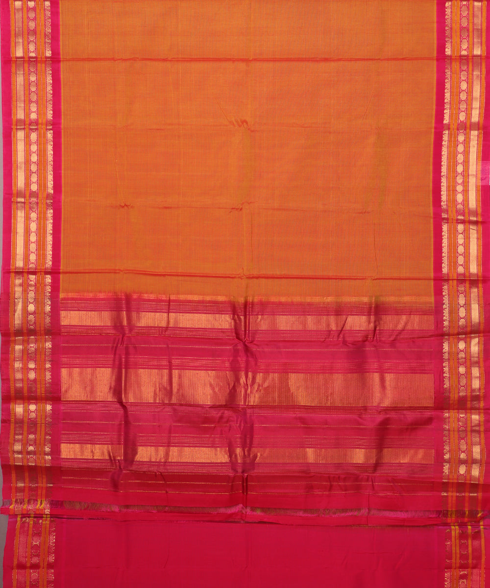 Honey orange shade Handloom Gadwal sico saree