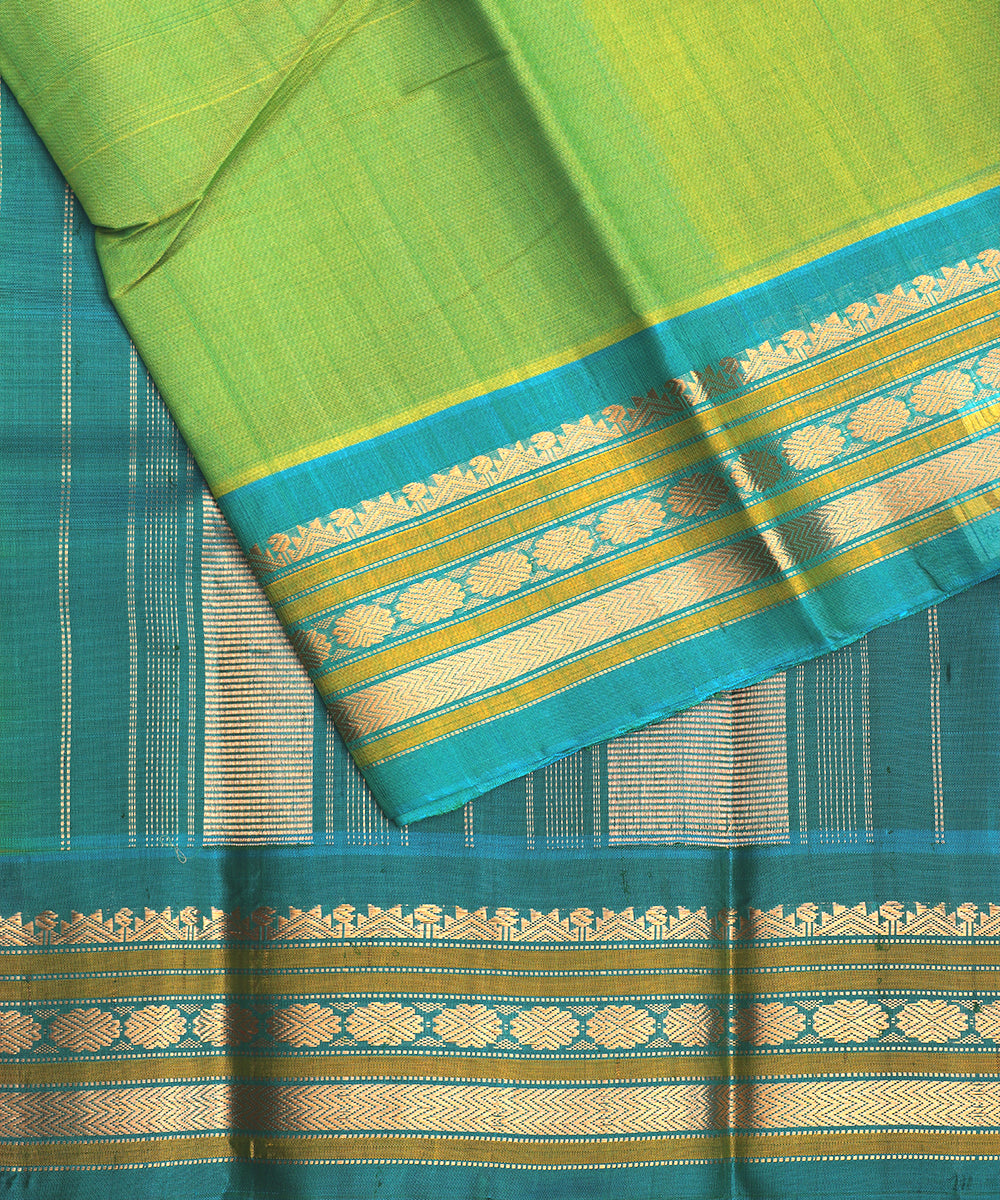 Green shade Handloom Gadwal sico saree