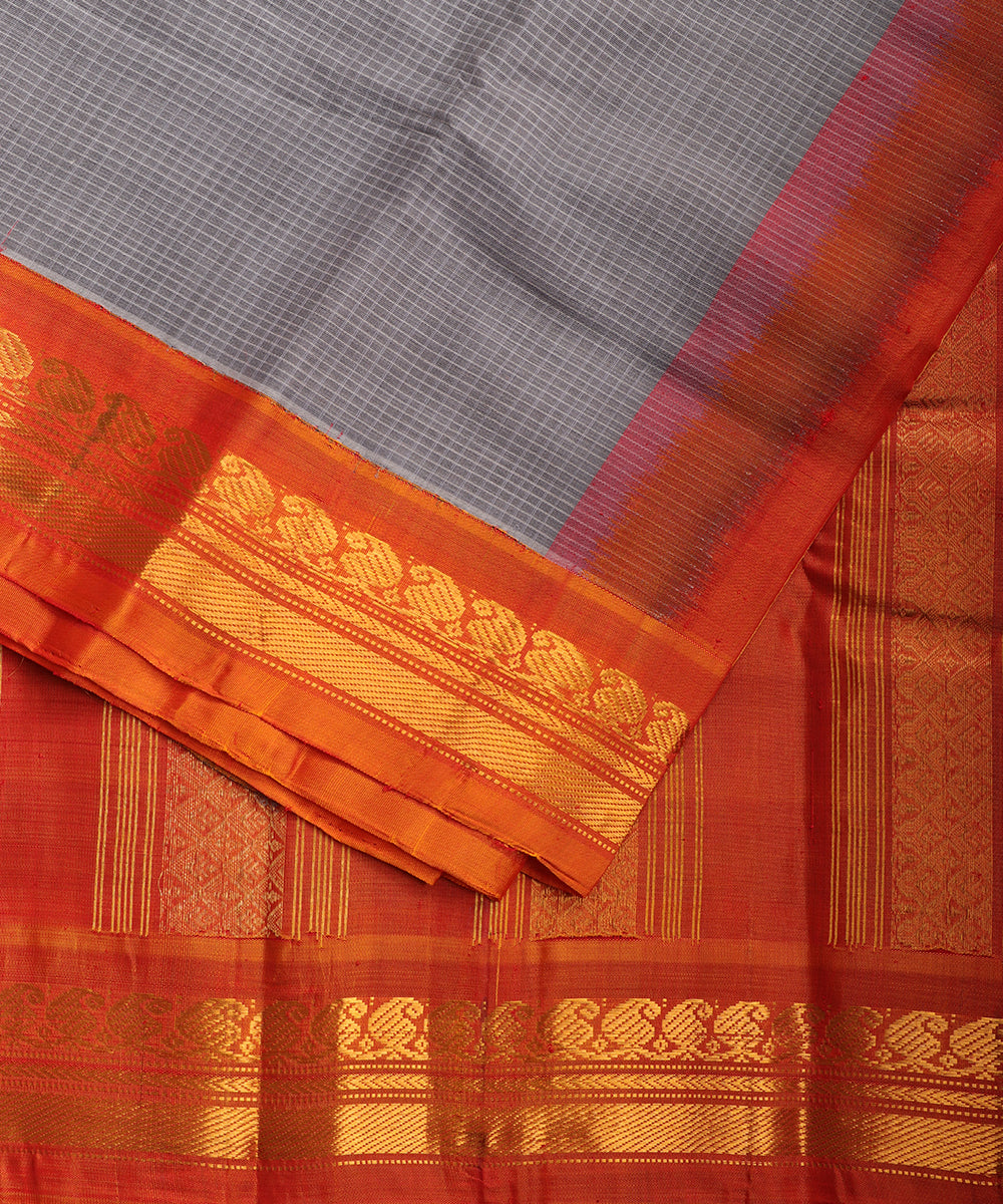 Pigeon blue color handloom Gadwal cotton saree