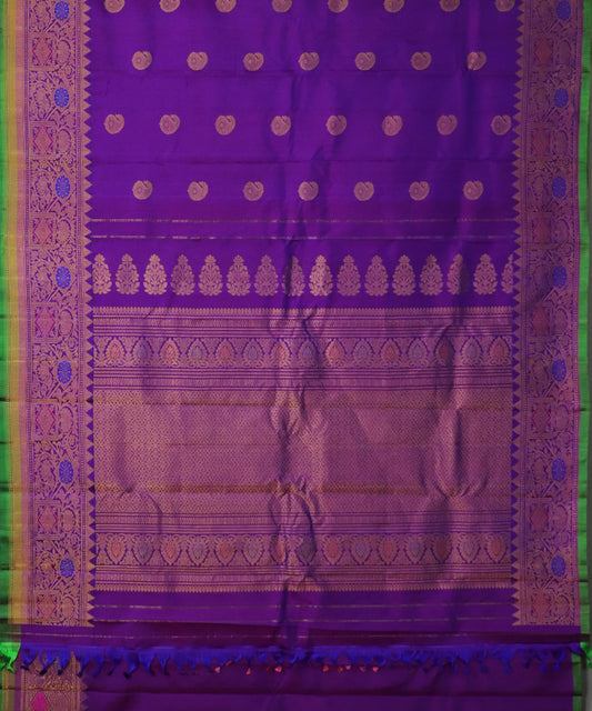 Electric violet color handloom Gadwal Silk saree