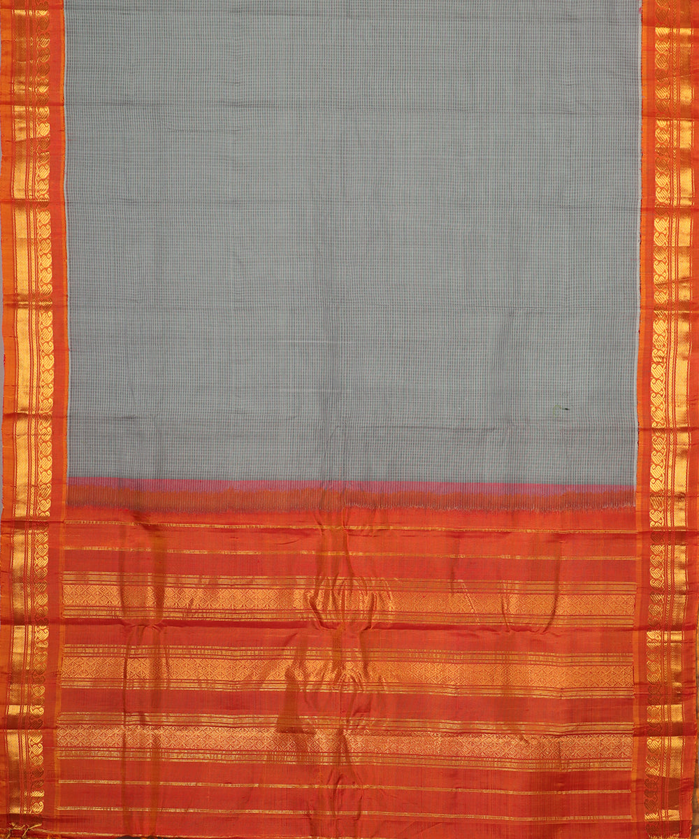 Pigeon blue color handloom Gadwal cotton saree
