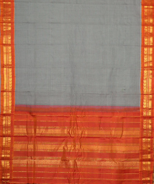 Pigeon blue color handloom Gadwal cotton saree