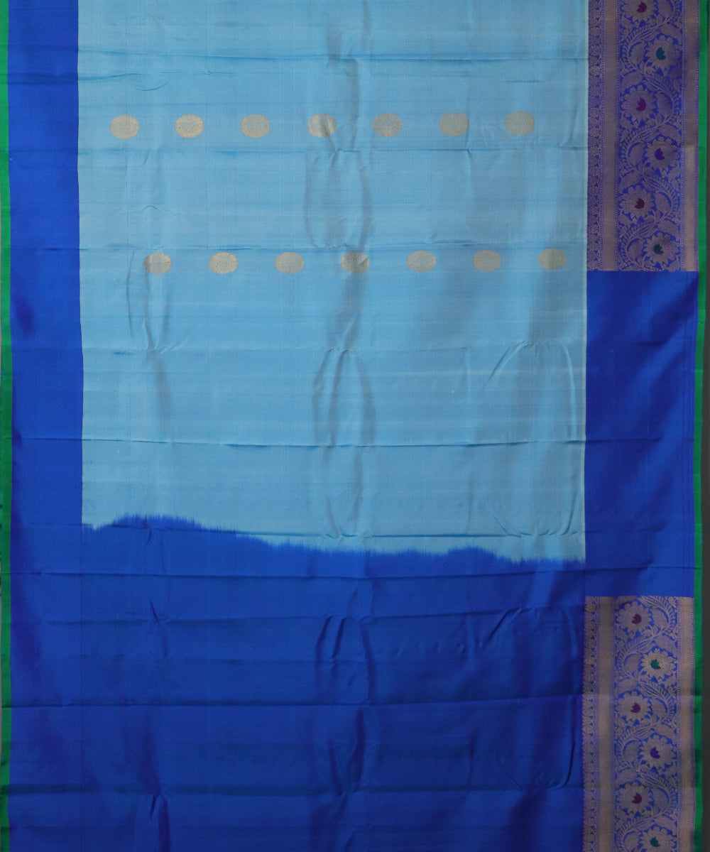 Steel blue color handloom Gadwal Silk saree