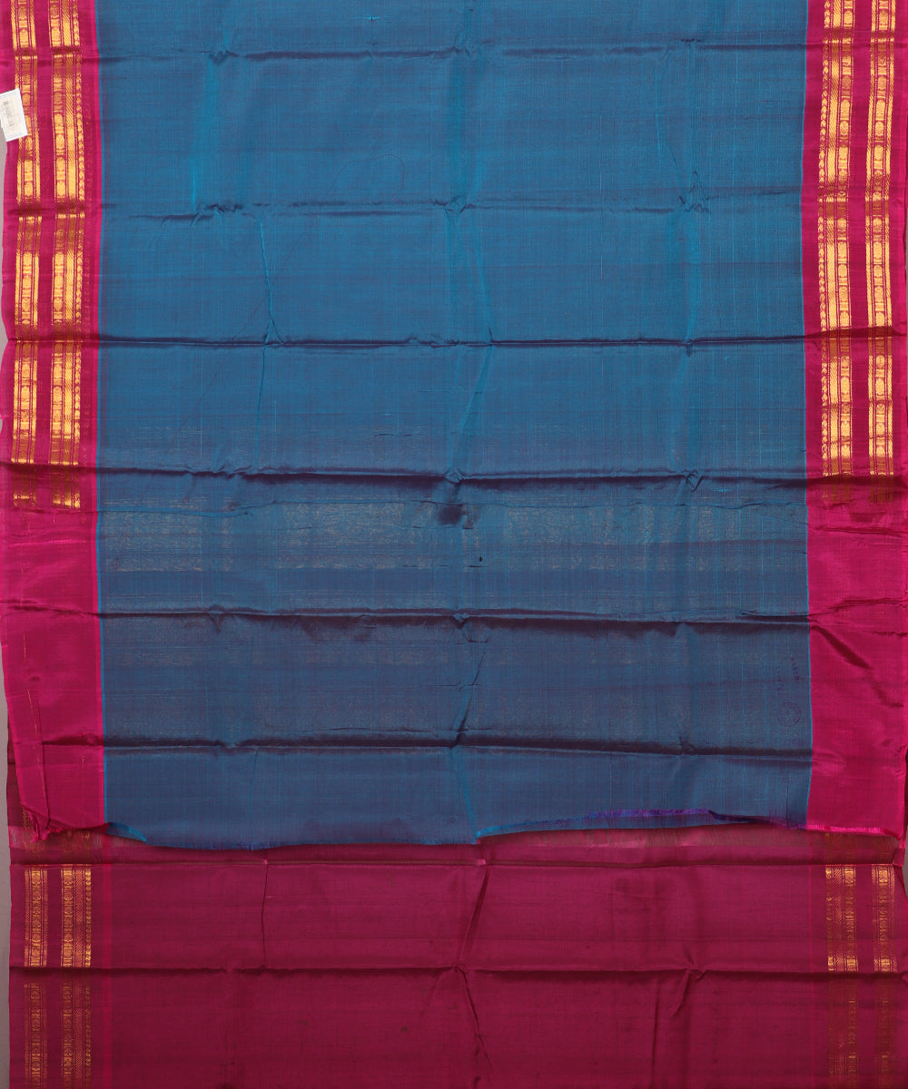 Prussian blue shade Handloom Gadwal sico saree