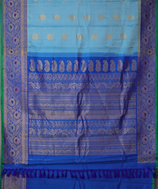 Steel blue color handloom Gadwal Silk saree