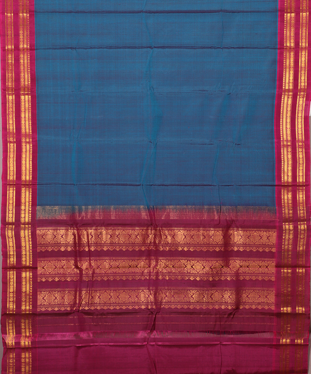 Prussian blue shade Handloom Gadwal sico saree