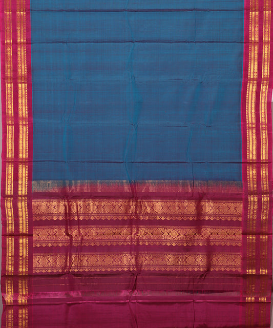 Prussian blue shade Handloom Gadwal sico saree