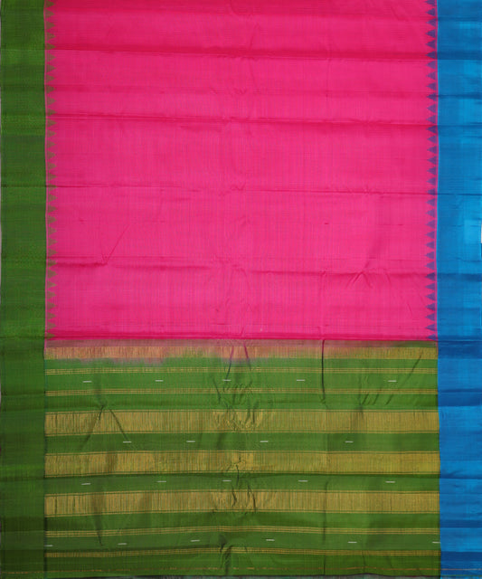 Magenta pink color handloom Gadwal cotton saree