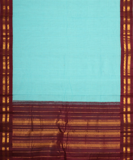Olympic blue color handloom Gadwal cotton saree