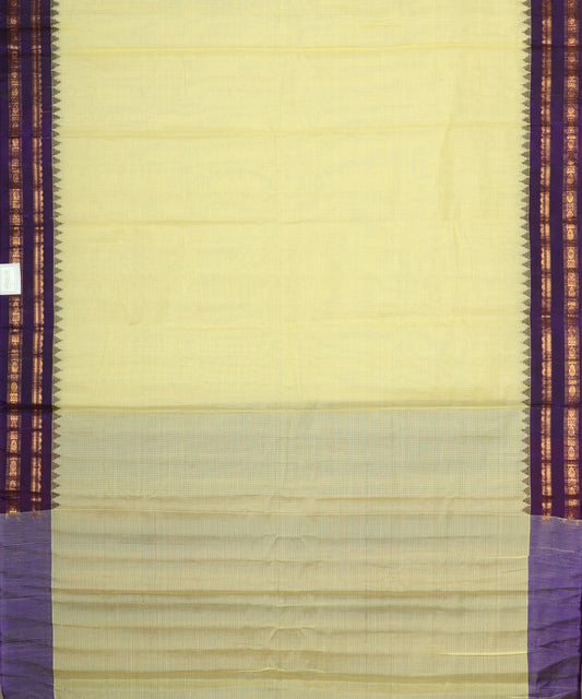Laguna yellow color handloom Gadwal cotton saree