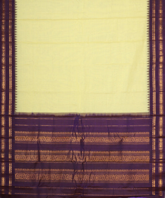 Laguna yellow color handloom Gadwal cotton saree