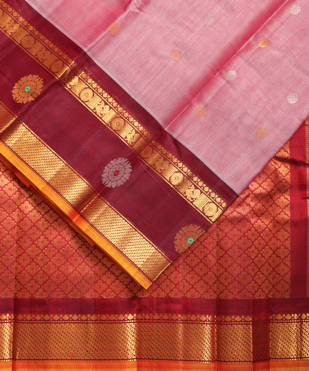 Thulian pink color Handloom Gadwal sico saree