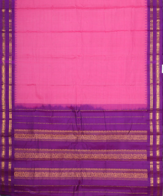 Hot pink color handloom Gadwal cotton saree