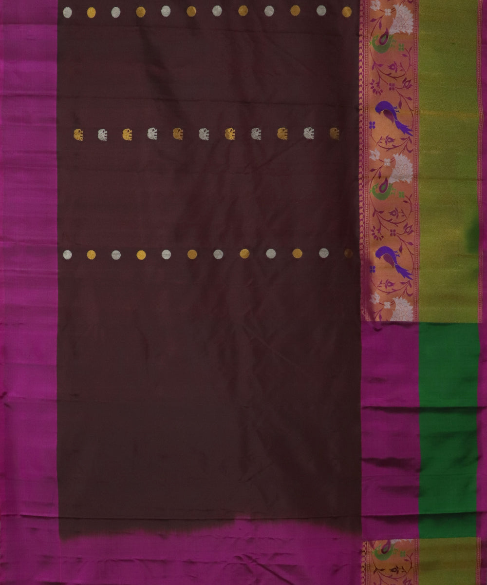 Mahogany red color handloom Gadwal Silk saree