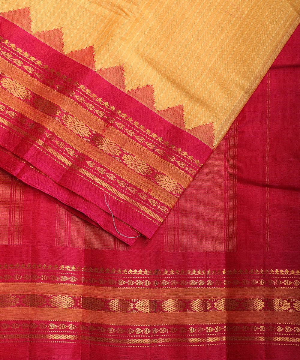 Amber orange color handloom Gadwal cotton saree