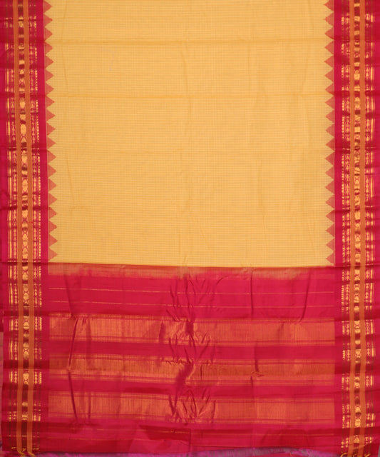 Amber orange color handloom Gadwal cotton saree