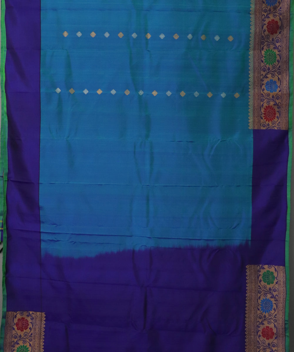 Carolina blue shade color handloom Gadwal Silk saree