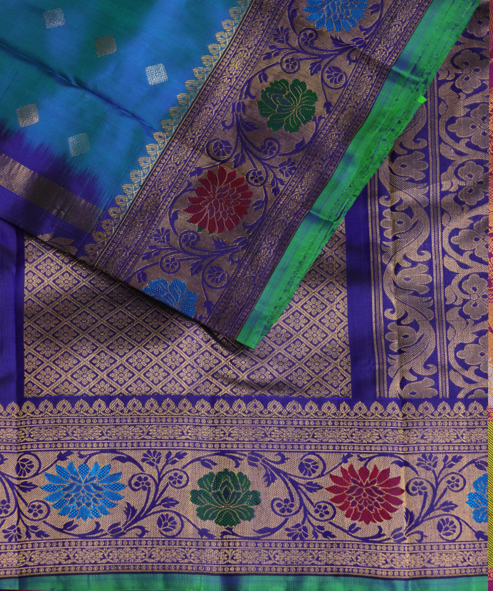 Carolina blue shade color handloom Gadwal Silk saree