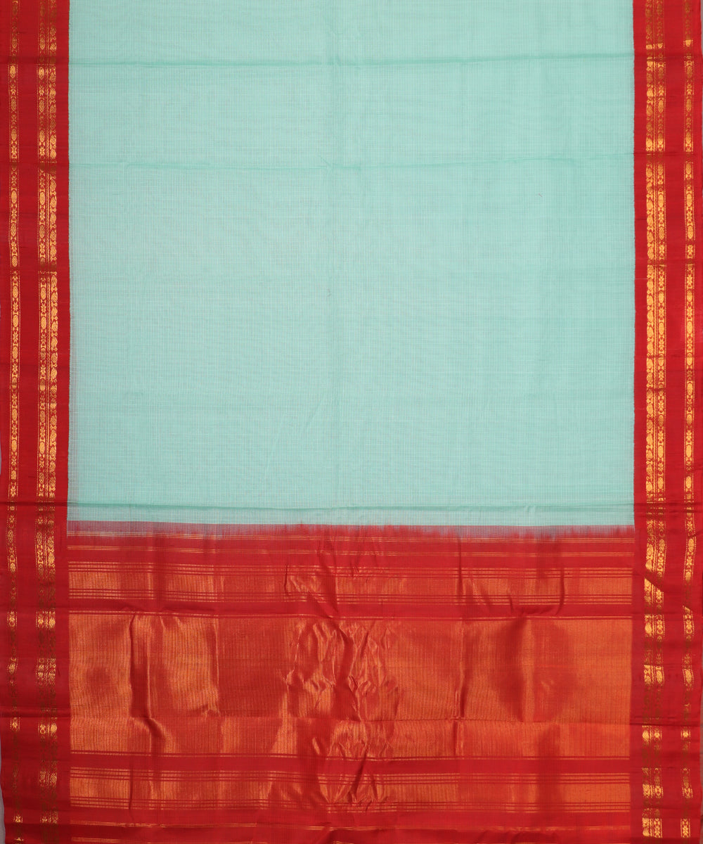Jungle green color handloom Gadwal cotton saree