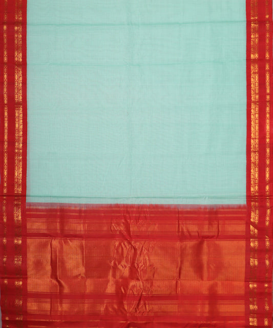 Jungle green color handloom Gadwal cotton saree