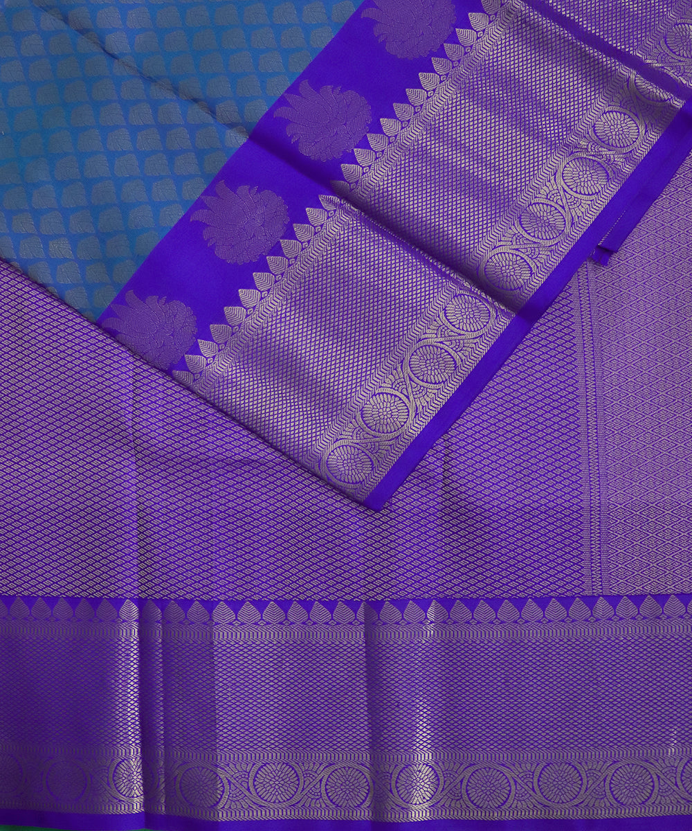 Steel blue color handloom Gadwal Silk saree