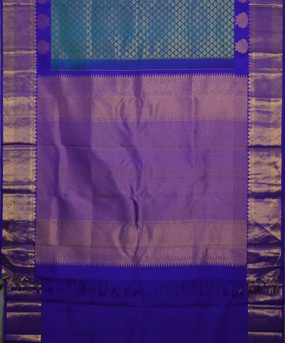 Steel blue color handloom Gadwal Silk saree