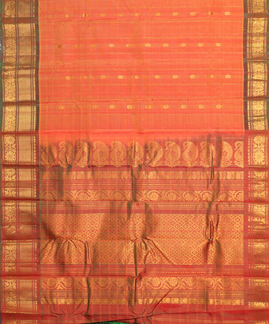 Pumpkin orange color Handloom Gadwal sico saree