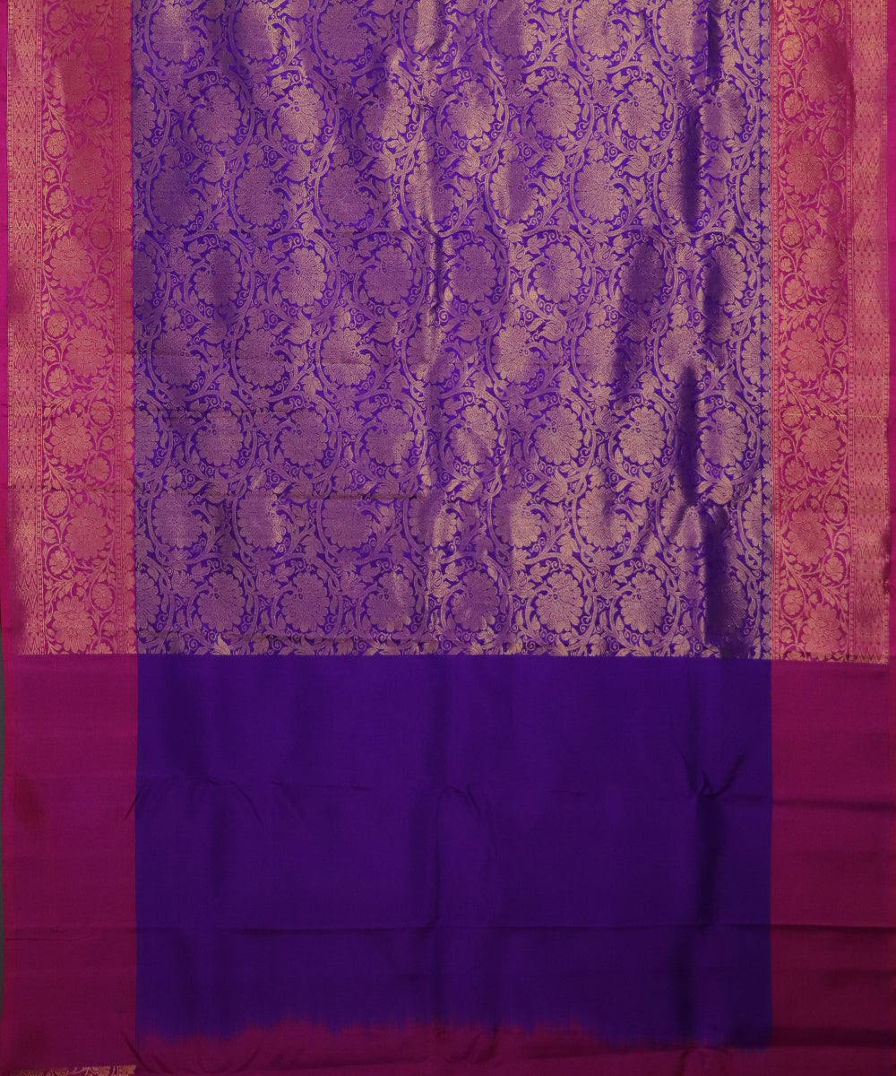 Grape violet color handloom Gadwal Silk saree