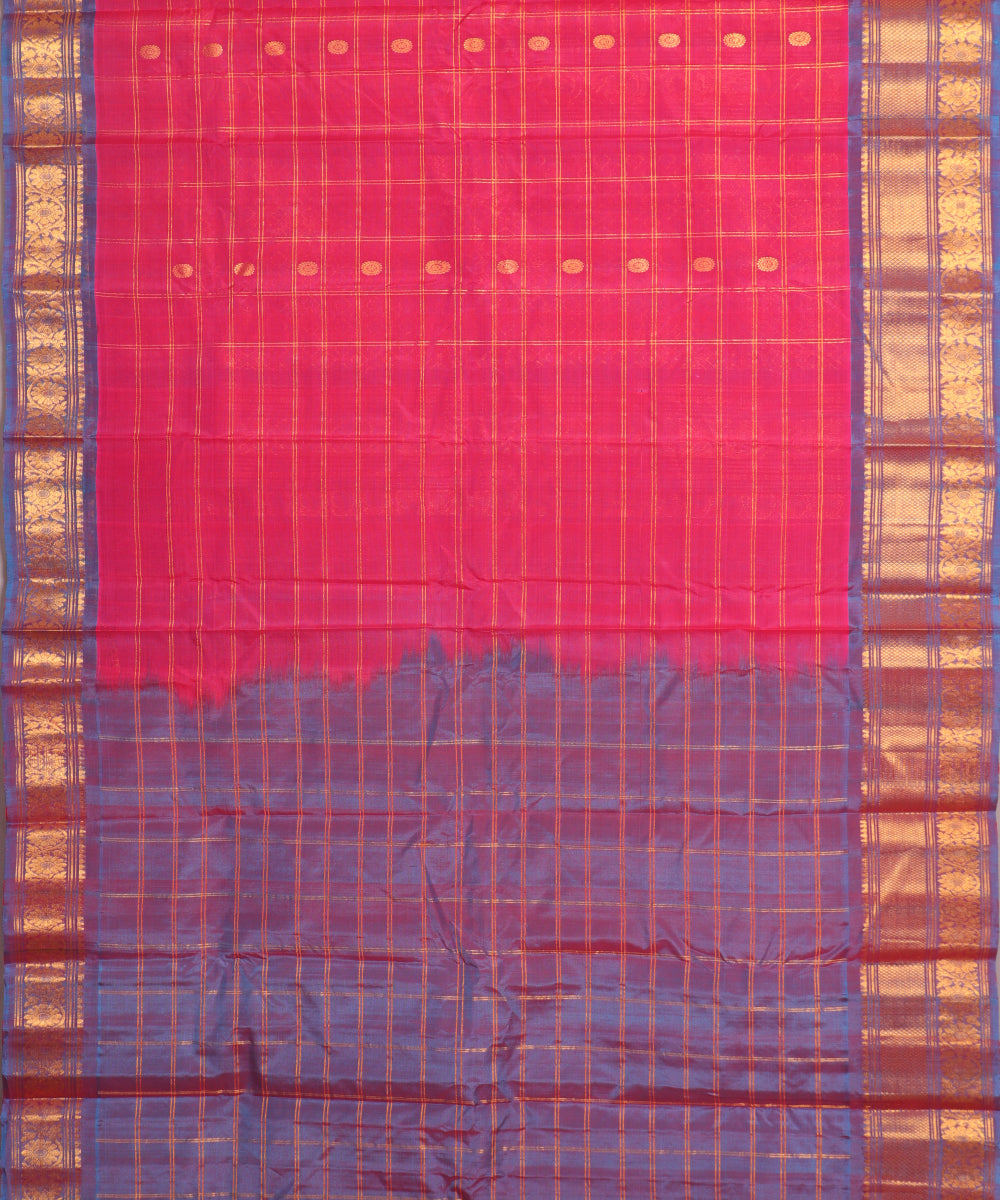 Magenta pink color Handloom Gadwal sico saree