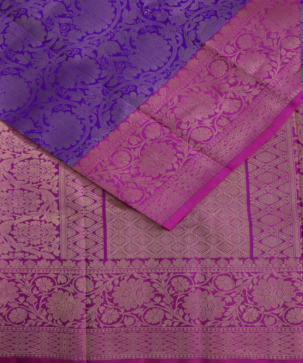 Grape violet color handloom Gadwal Silk saree