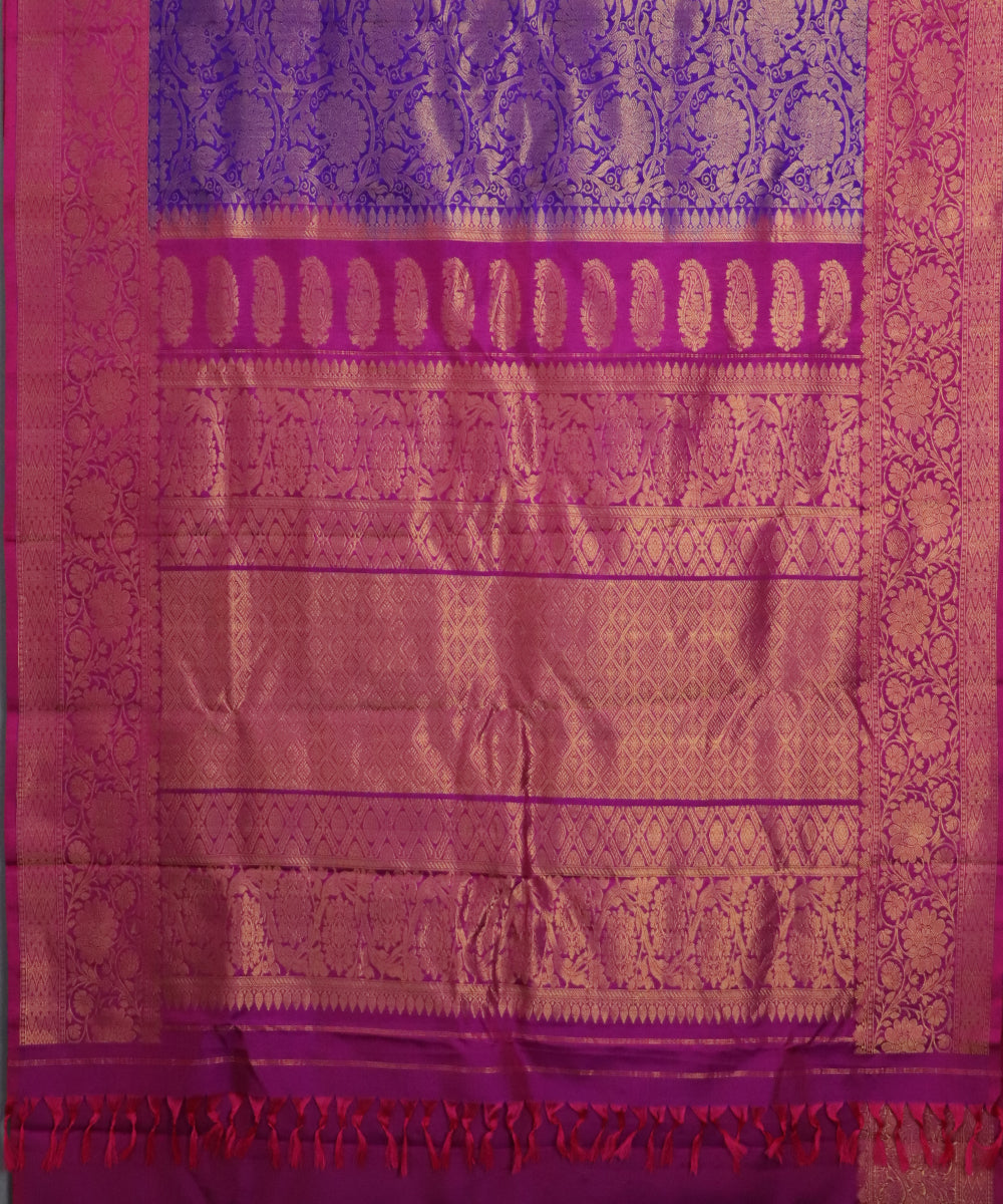 Grape violet color handloom Gadwal Silk saree