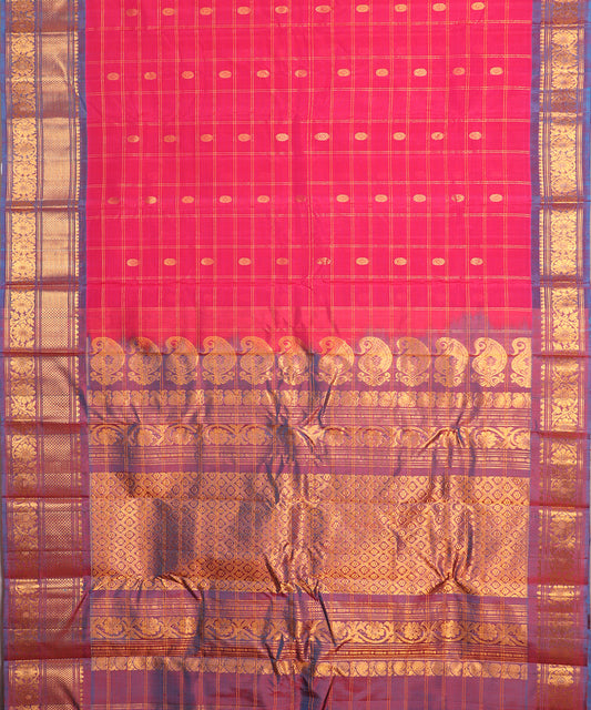 Magenta pink color Handloom Gadwal sico saree