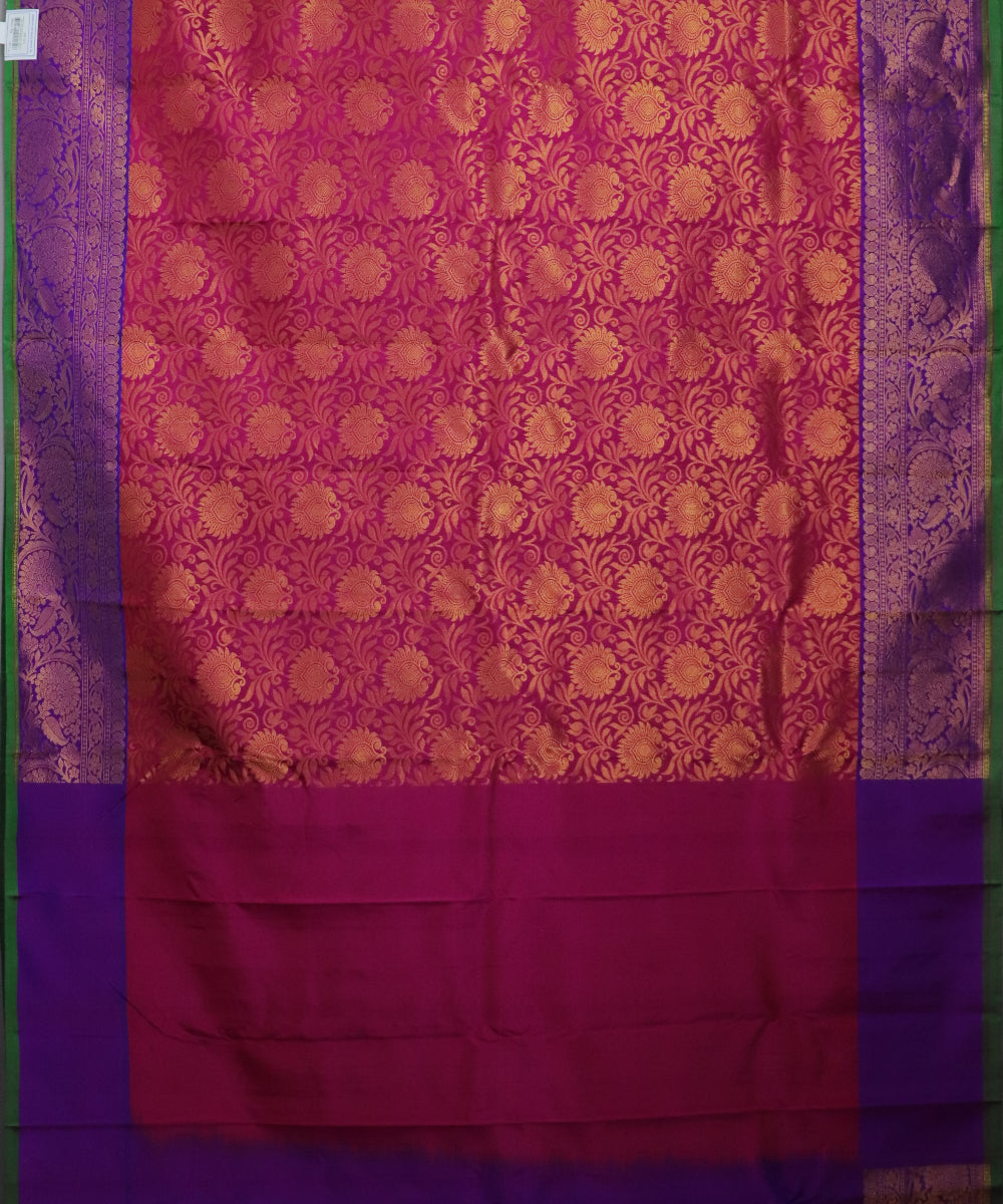 Ruby pink color handloom Gadwal Silk saree