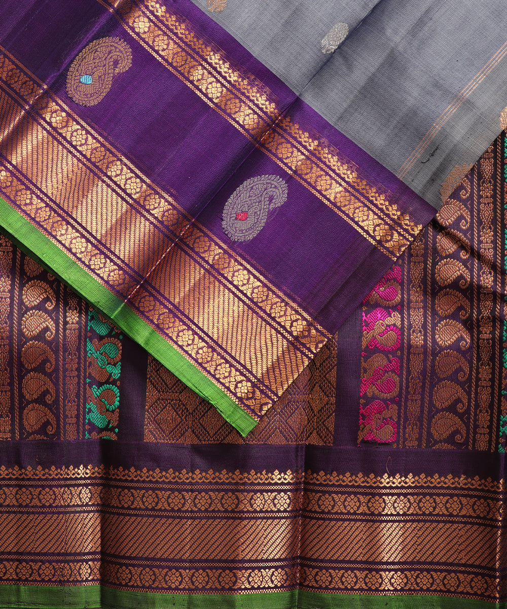 Independence blue color Handloom Gadwal sico saree