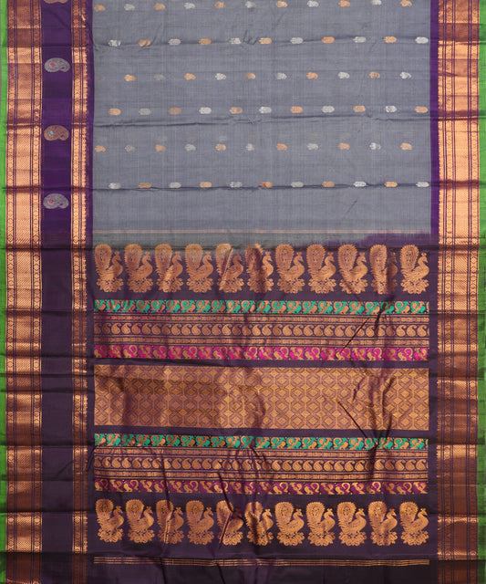 Independence blue color Handloom Gadwal sico saree