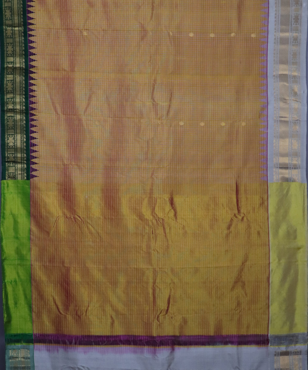 Golden shade color handloom Gadwal Silk saree