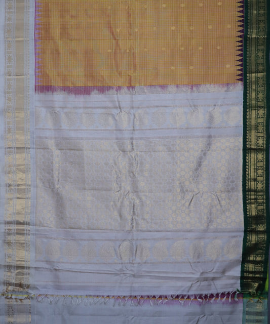 Golden shade color handloom Gadwal Silk saree