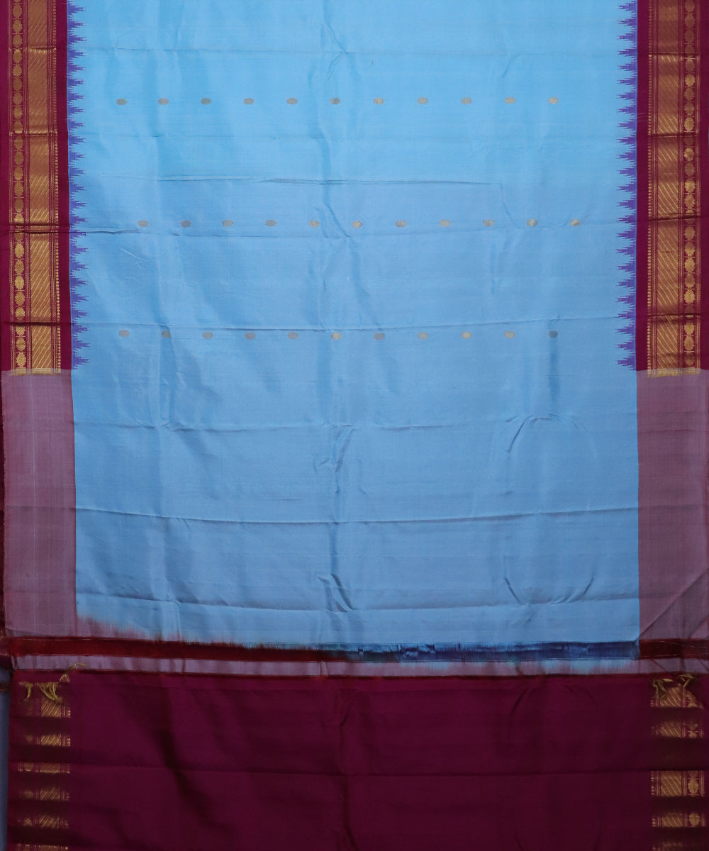 Maya blue color handloom Gadwal Silk saree