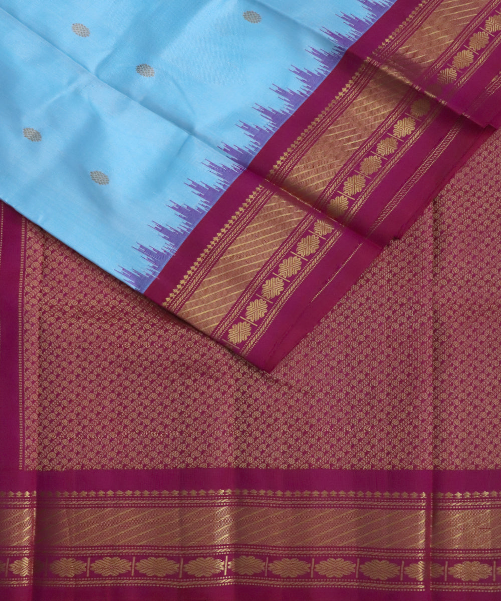 Maya blue color handloom Gadwal Silk saree