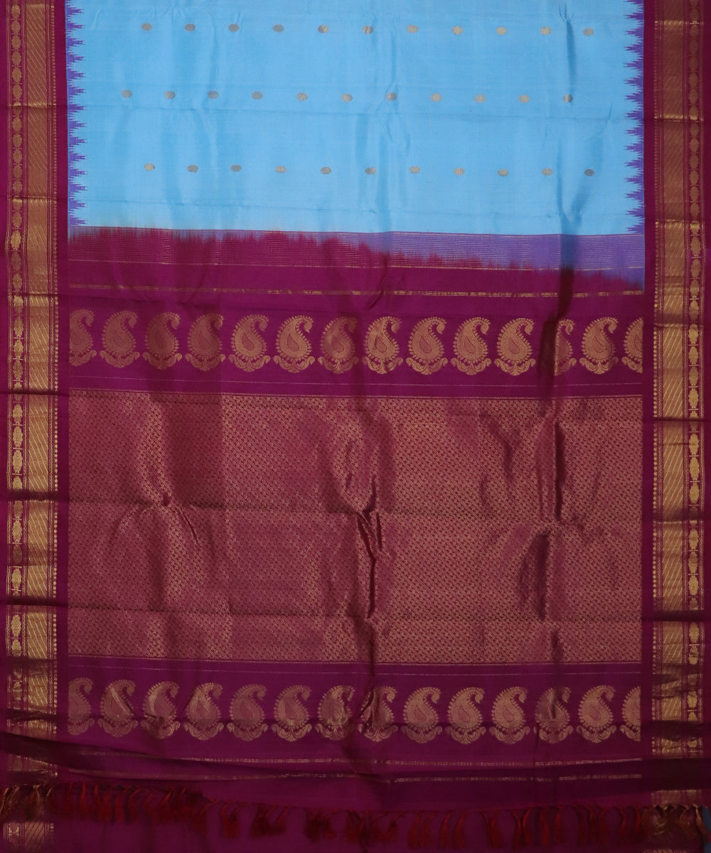 Maya blue color handloom Gadwal Silk saree