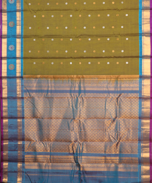 Army green color Handloom Gadwal sico saree