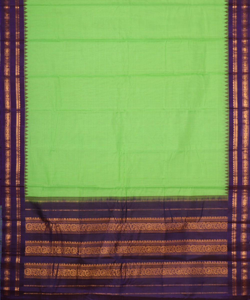 Kelly green color handloom Gadwal cotton saree