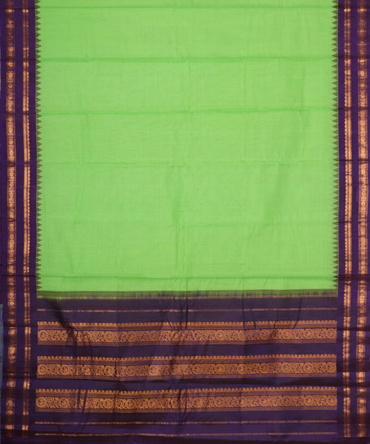 Kelly green color handloom Gadwal cotton saree