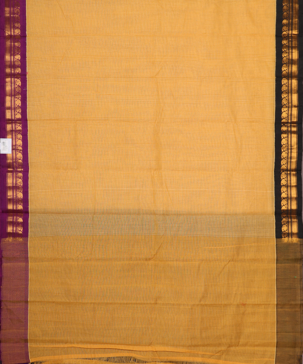 Amber orange color handloom Gadwal cotton saree