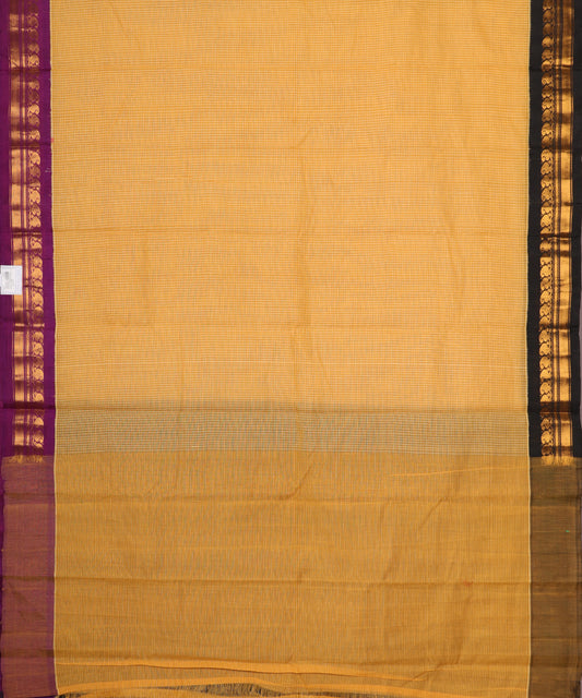 Amber orange color handloom Gadwal cotton saree